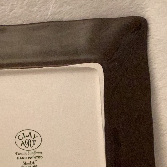 Clay Art Tuscan Sunflower Dinner Plate ~ Hand Painted ~ Nice ~ 10.5” x 10.5” - Picture 10 of 14